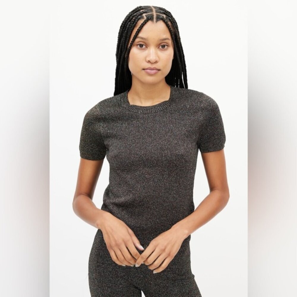SANDRO crew neck knit sparkly metallic top small
